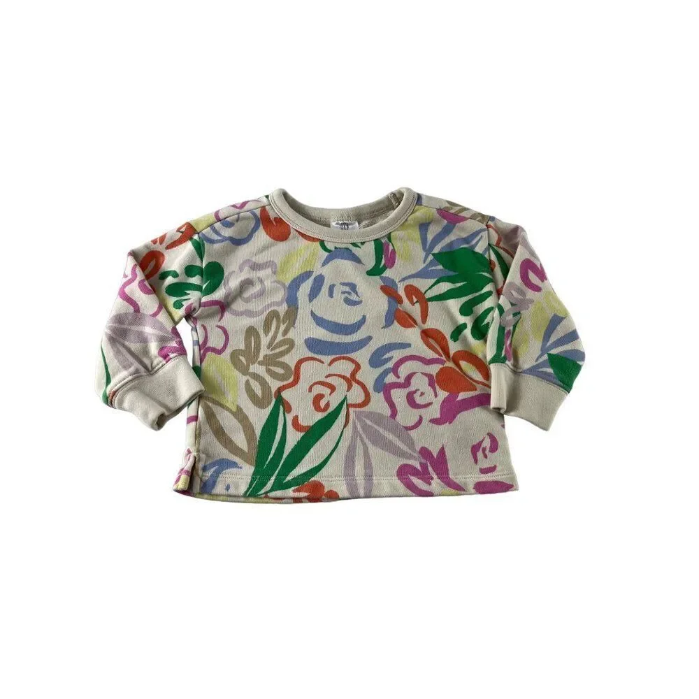 Baby Gap Kids Graphic Crew Neck Sweatshirt Multi Floral Girls Size 18-24 Months